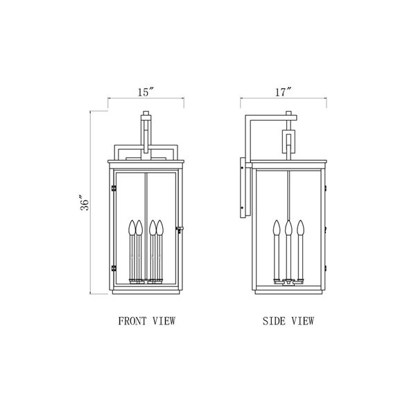 Z-Lite Hartwell 6-Light 36-in H Sand Black Hardwired E-12 Base Outdoor Wall Light