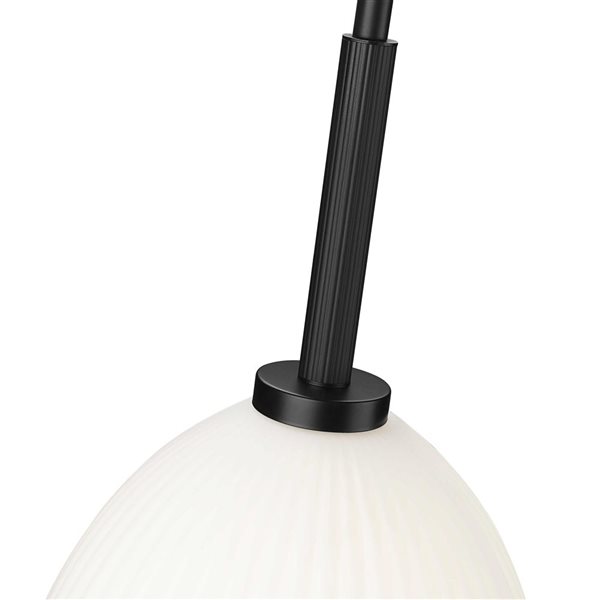 Z-Lite Naya 1-Light 12-in W Standard Matte Black Modern Pendant Light w/ Opal Bell Glass Shade