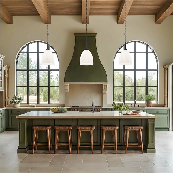 Z-Lite Naya 1-Light 12-in W Standard Matte Black Modern Pendant Light w/ Opal Bell Glass Shade