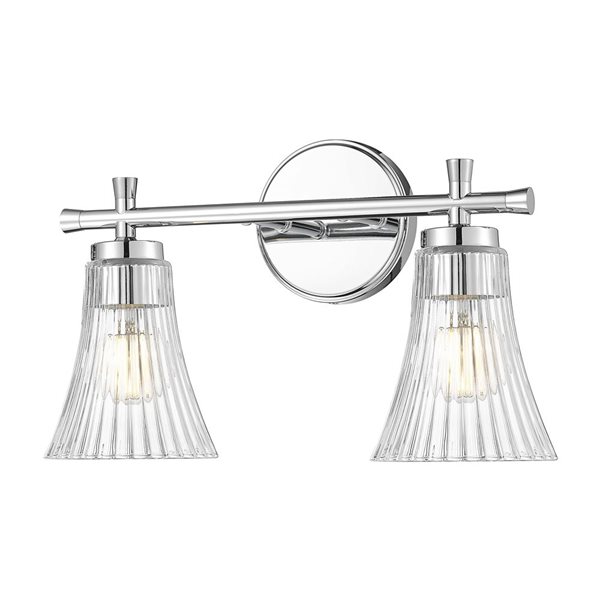 Z-Lite Belle 2-Light Polished Chrome LED Vanity Light w/ Clear Glass Shade