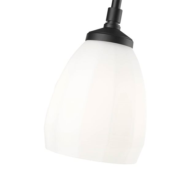 Z-Lite Oren 1-Light 5.5-in W Standard Matte Black Pendant Light w/ Opal Bell Glass Shade