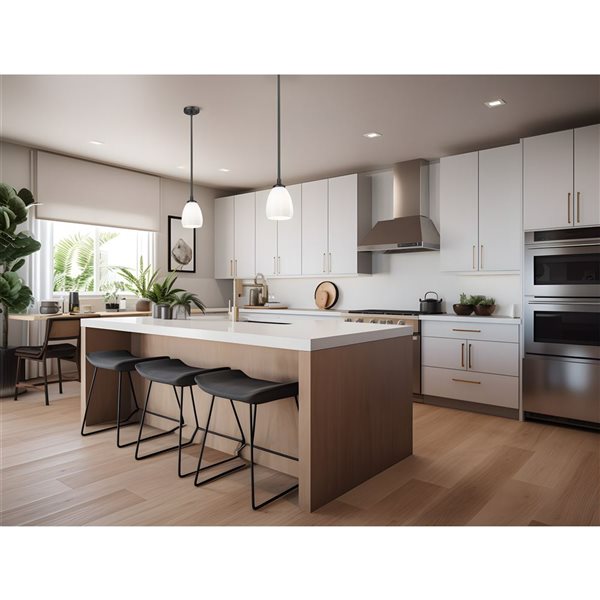 Z-Lite Oren 1-Light 5.5-in W Standard Matte Black Pendant Light w/ Opal Bell Glass Shade