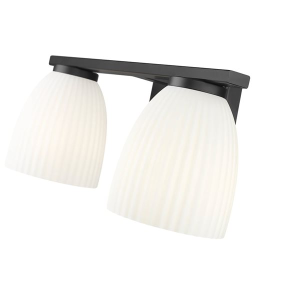 Z-Lite Naya 2-Light Matte Black LED Vanity Light w/ Opal Glass Shade