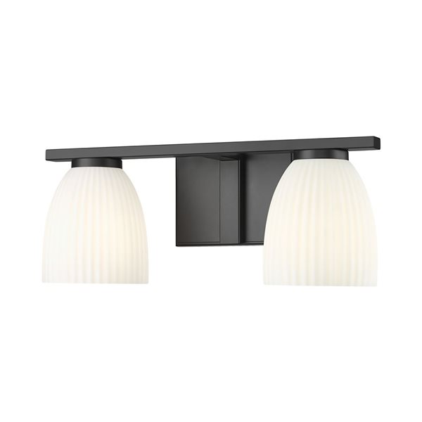 Z-Lite Naya 2-Light Matte Black LED Vanity Light w/ Opal Glass Shade