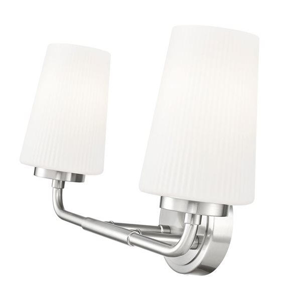 Z-Lite Montford 2-Light Brushed Nickel LED Vanity Light w/ Opal Glass Shade