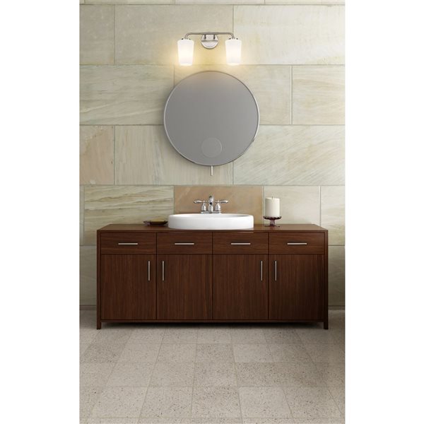 Z-Lite Montford 2-Light Brushed Nickel LED Vanity Light w/ Opal Glass Shade