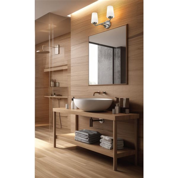 Z-Lite Montford 2-Light Brushed Nickel LED Vanity Light w/ Opal Glass Shade