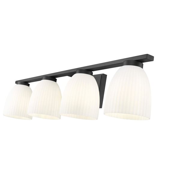 Z-Lite Naya 4-Light Matte Black LED Vanity Light w/ Opal Glass Shade