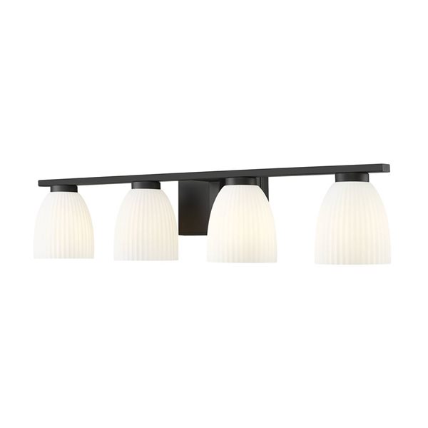Z-Lite Naya 4-Light Matte Black LED Vanity Light w/ Opal Glass Shade