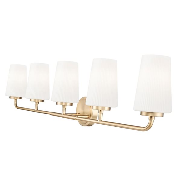 Z-Lite Montford 5-Light Gold LED Vanity Light w/ Opal Glass Shade