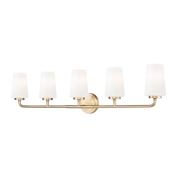 Z-Lite Montford 5-Light Gold LED Vanity Light w/ Opal Glass Shade