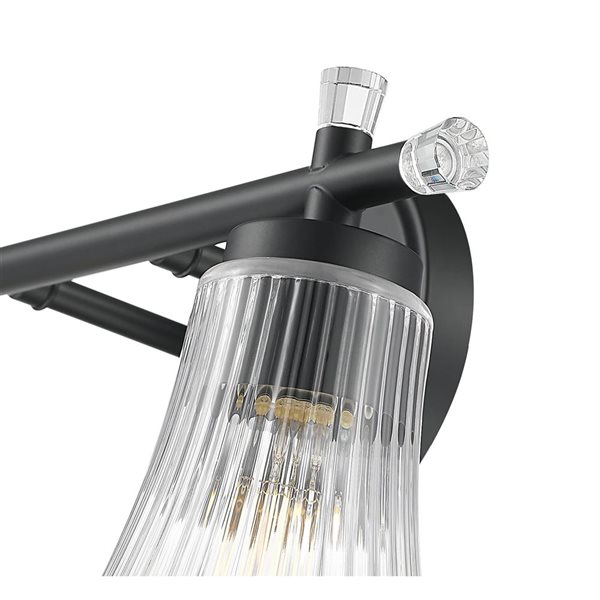 Z-Lite Belle 2-Light Matte Black LED Vanity Light w/ Clear