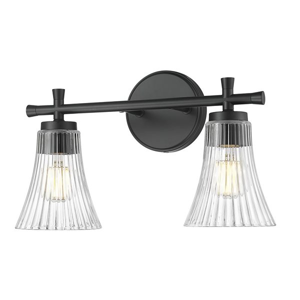 19181 BK/CLR×2　19221Y DR×2　19122 BK BK/P Z-Lite Belle 2-Light Matte Black LED Vanity Light w/ Clear