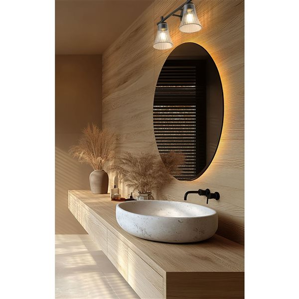 Z-Lite Belle 2-Light Matte Black LED Vanity Light w/ Clear