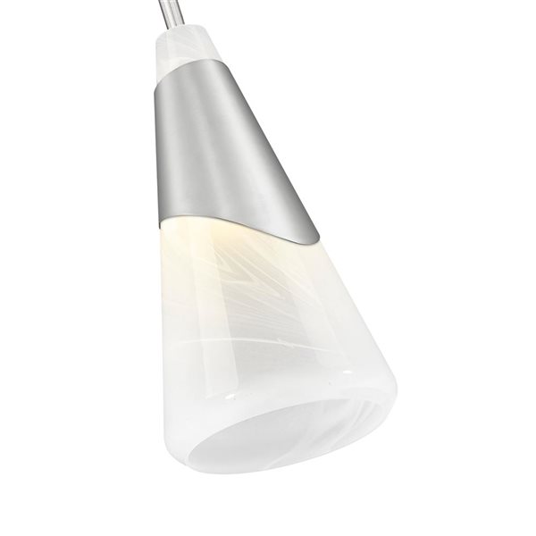 Z-Lite Aimie 1-Light 7-in W Standard Brushed Nickel Modern Downrod Pendant Light w/ Marbleized Cone Glass Shade