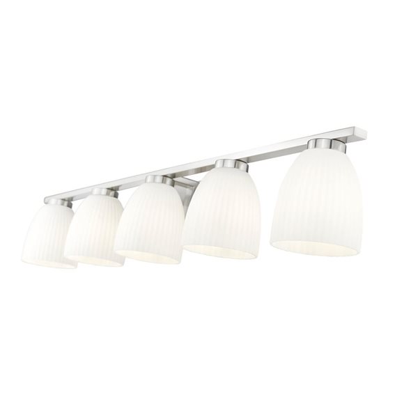 Z-Lite Naya 5-Light Brushed Nickel LED Vanity Light w/ Opal Glass Shade