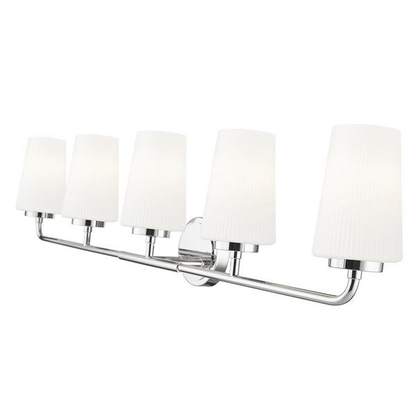 Z-Lite Montford 5-Light Polished Chrome LED Vanity Light w/ Opal Glass Shade