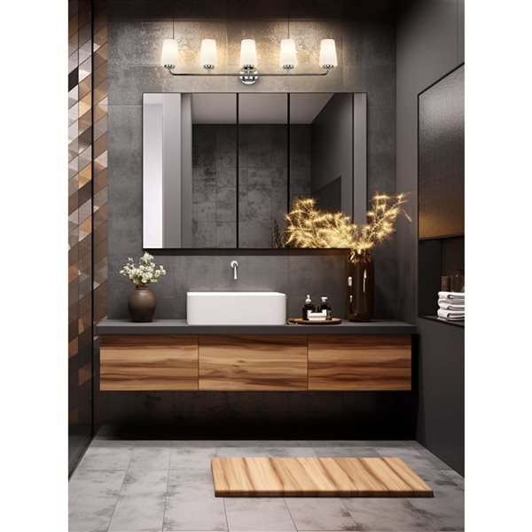 Z-Lite Montford 5-Light Polished Chrome LED Vanity Light w/ Opal Glass Shade