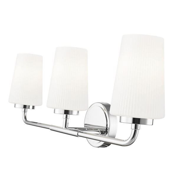 Z-Lite Montford 3-Light Polished Chrome LED Vanity Light w/ Opal Glass Shade