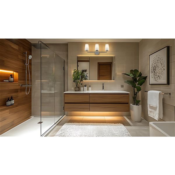 Z-Lite Montford 3-Light Polished Chrome LED Vanity Light w/ Opal Glass Shade