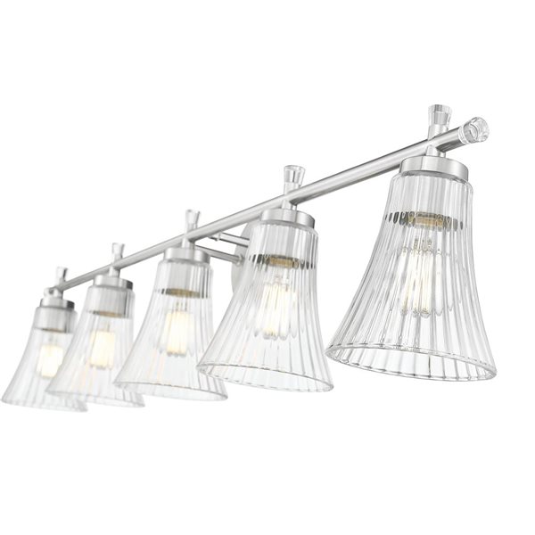 Z-Lite Belle 5-Light Brushed Nickel LED Vanity Light w/ Clear Glass Shade