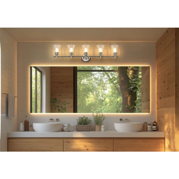 Z-Lite Belle 5-Light Brushed Nickel LED Vanity Light w/ Clear Glass Shade