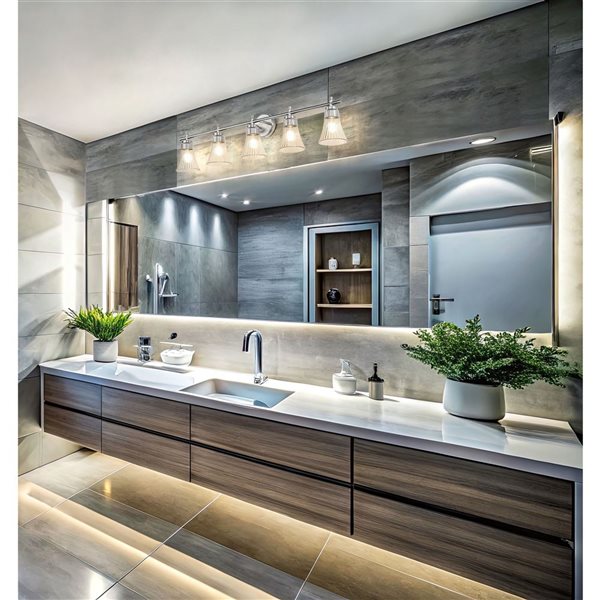 Z-Lite Belle 5-Light Brushed Nickel LED Vanity Light w/ Clear Glass Shade