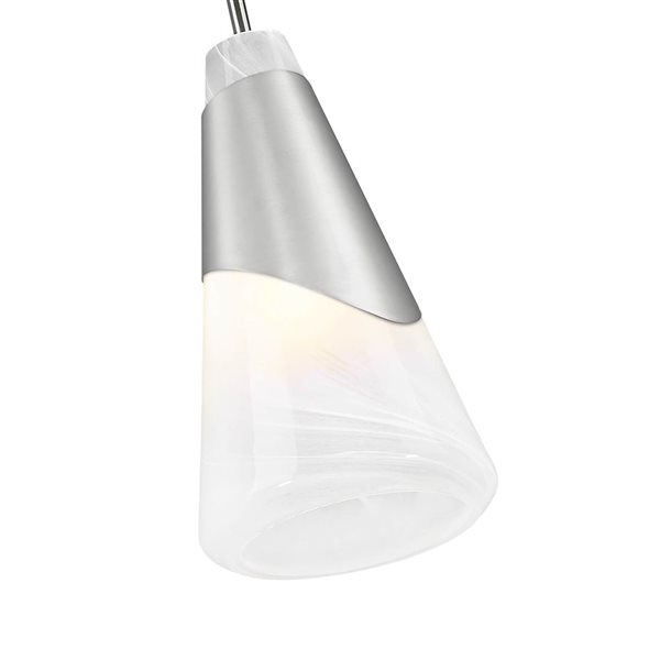 Z-Lite Aimie 1-Light 6-in W Standard Brushed Nickel Modern Pendant Light w/ Marbleized Cone Glass Shade