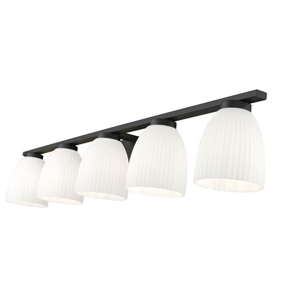 Z-Lite Naya 5-Light Matte Black LED Vanity Light w/ Opal Glass Shade