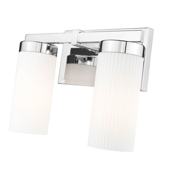 Z-Lite Danica 2-Light Polished Chrome LED Vanity Light w/ White Glass Shade