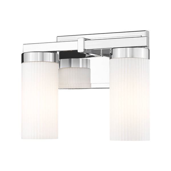Z-Lite Danica 2-Light Polished Chrome LED Vanity Light w/ White Glass Shade