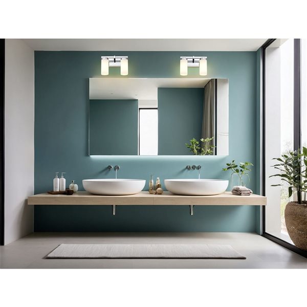 Z-Lite Danica 2-Light Polished Chrome LED Vanity Light w/ White Glass Shade