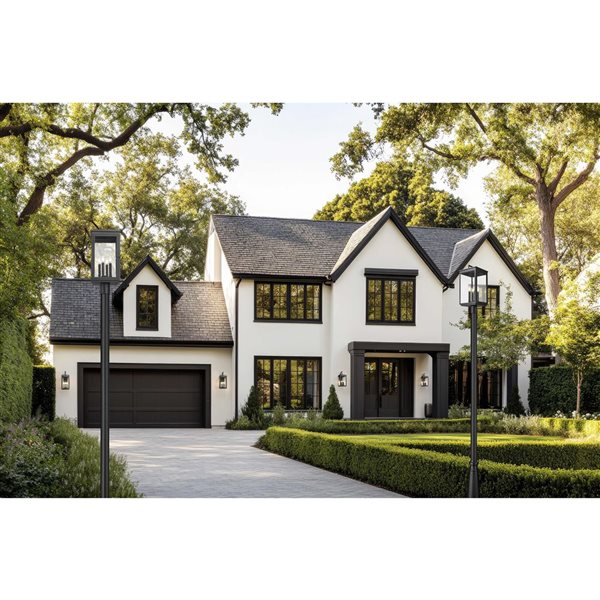 Z-Lite Hartwell 4-Light 117-in H Sand Black Hardwired LED Outdoor Post Mounted Fixture