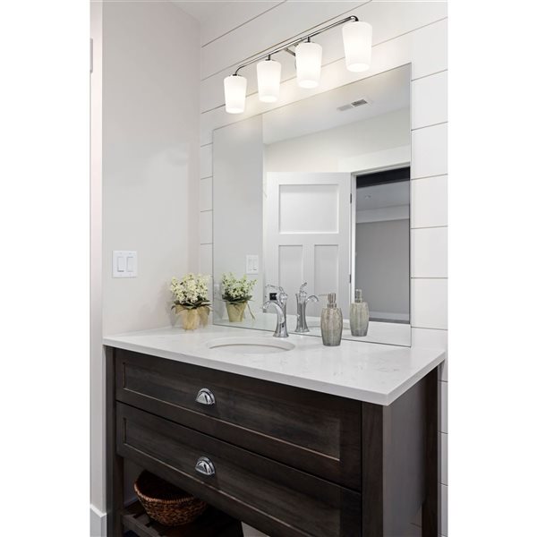 Z-Lite Montford 4-Light Polished Chrome LED Vanity Light w/ Opal Glass Shade