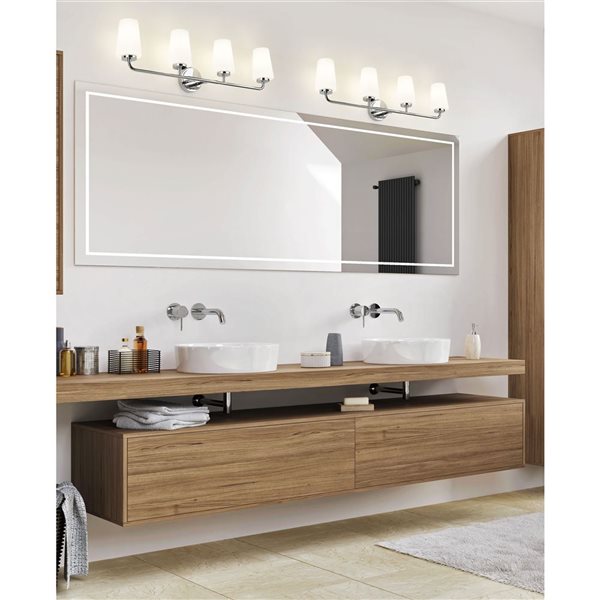 Z-Lite Montford 4-Light Polished Chrome LED Vanity Light w/ Opal Glass Shade