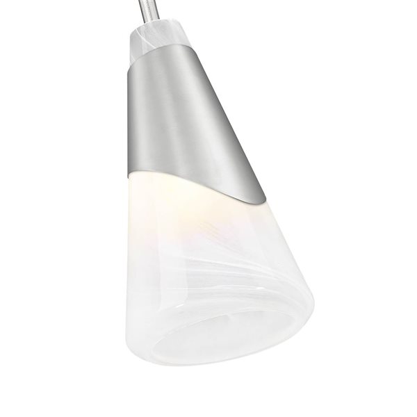 Z-Lite Aimie 1-Light 6-in W Standard Brushed Nickel Modern Pendant Light w/ Marbleized Cone Glass Shade