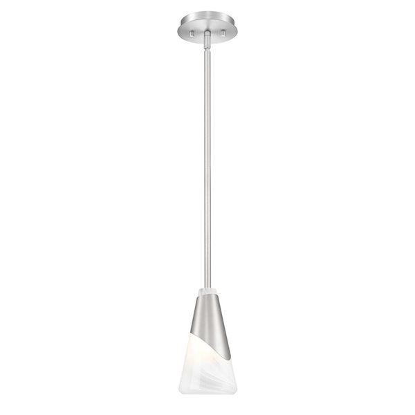 Z-Lite Aimie 1-Light 6-in W Standard Brushed Nickel Modern Pendant Light w/ Marbleized Cone Glass Shade