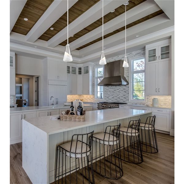 Z-Lite Aimie 1-Light 6-in W Standard Brushed Nickel Modern Pendant Light w/ Marbleized Cone Glass Shade