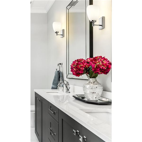 Z-Lite Oren 1-Light Polished Chrome LED Vanity Light w/ Opal Glass Shade