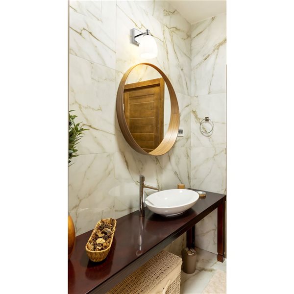 Z-Lite Oren 1-Light Polished Chrome LED Vanity Light w/ Opal Glass Shade