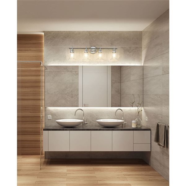 Z-Lite Belle 4-Light Brushed Nickel LED Vanity Light w/ Clear