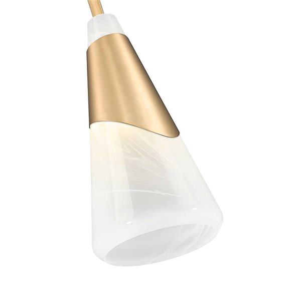Z-Lite Aimie 1-Light 7-in W Standard Gold Modern Downrod Pendant Light w/ Marbleized Cone Glass Shade