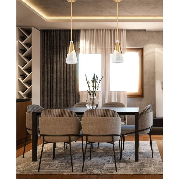 Z-Lite Aimie 1-Light 7-in W Standard Gold Modern Downrod Pendant Light w/ Marbleized Cone Glass Shade