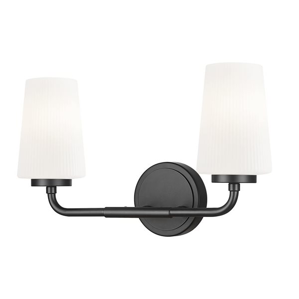 Z-Lite Montford 2-Light Matte Black LED Vanity Light w/ Opal Glass Shade