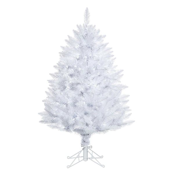 Vickerman 4.5-ft Sparkle White Spruce Artificial Christmas Tree with Warm White LED Lights
