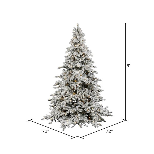 Vickerman 9-ft Flocked Utica Fir Artificial Christmas Tree with Warm White LED Lights - White