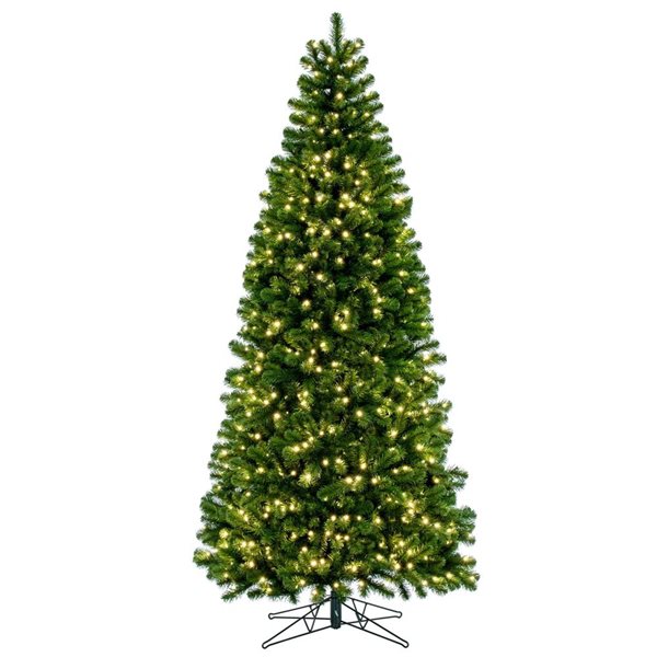 Vickerman 9-ft x 48-in Deluxe Green Sequoia Pine Artificial Slim Christmas Tree with 1000 Warm White LED 5-mm Lights