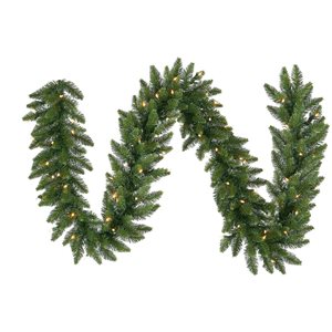 Vickerman 50-ft x 12-in Camden Fir Artificial Christmas Garland with Warm White LED Mini Lights - Green