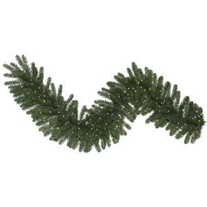 Vickerman 50-ft x 14-in Oregon Fir Artificial Christmas Garland with Warm White LED Lights - Green