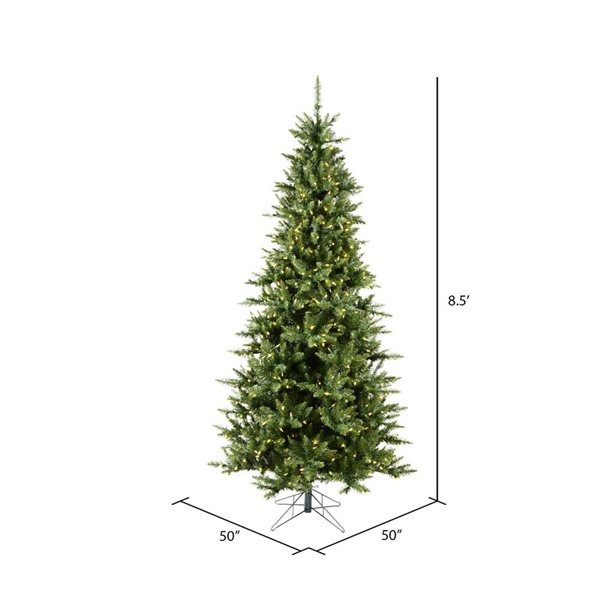 Vickerman 8.5-ft Camdon Fir Slim Artificial Christmas Tree with Warm White Duralite LED Lights - Green